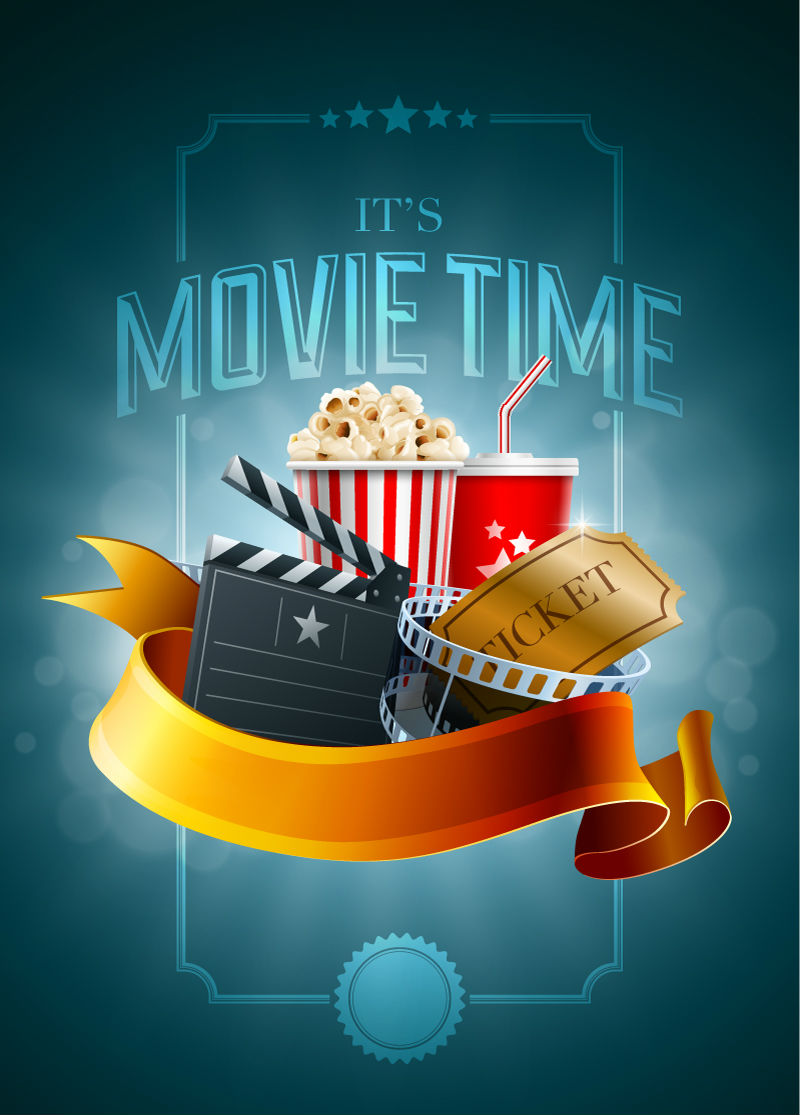 Beautifully movie time illustrator vector material