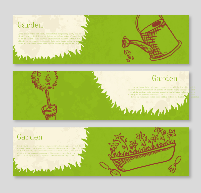Green Garden banner vector material
