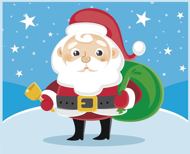 Santa Claus shaking bells vector material
