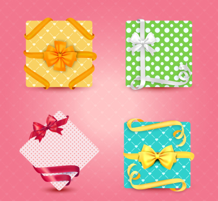 4 fresh packaging boxes vector material
