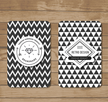 2 black and white pattern cards vector material
