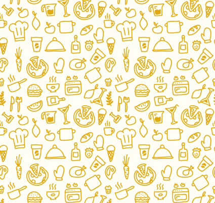 Hand drawn cartoon food seamless background vector