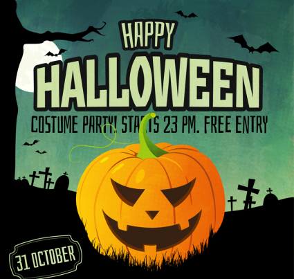 Orange Halloween pumpkin head vector material