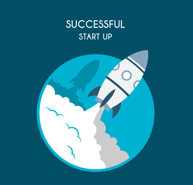 The successful launch of rocket blue vector material