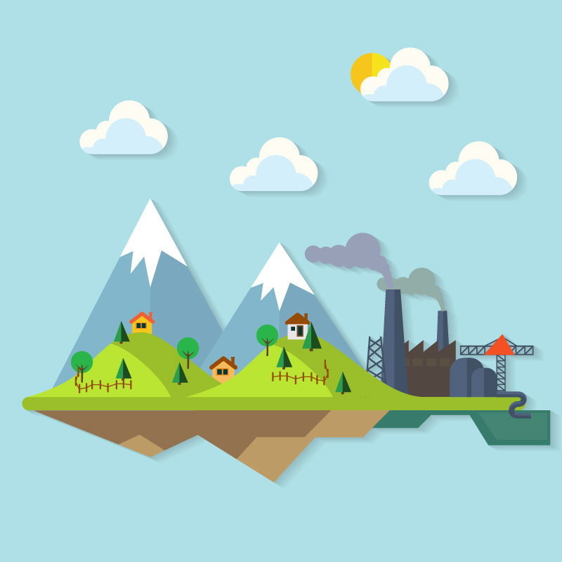 Creative mountainous illustrator vector material factory