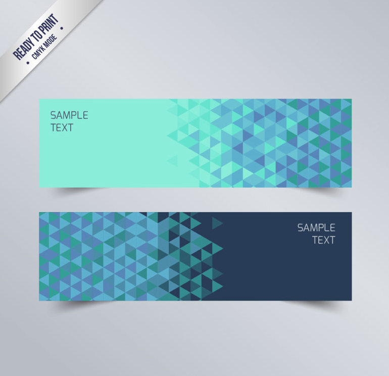 Blue geometric banner vector