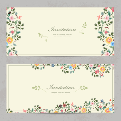 2 Floral invitation card vector material Cartoon