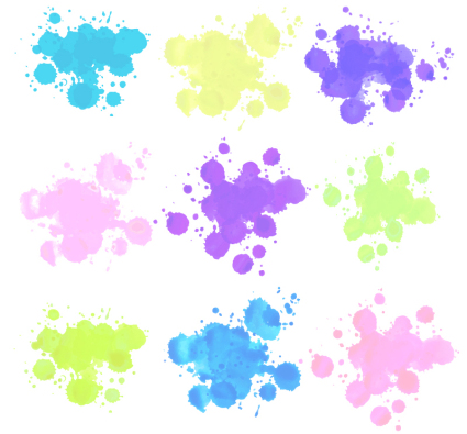 9 ink watercolor vector material