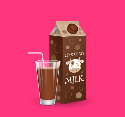 Delicious milk chocolate and glasses vector material