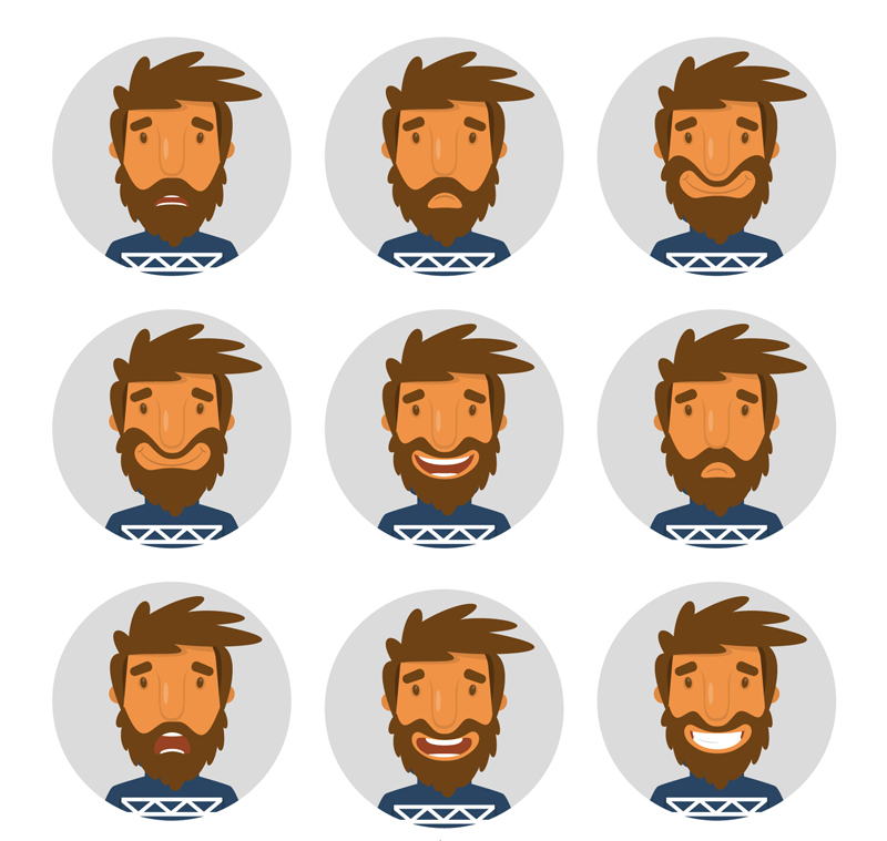 9 Creative Man expression vector material Avatar
