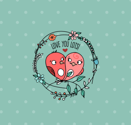 Pink cartoon couple bird vector material