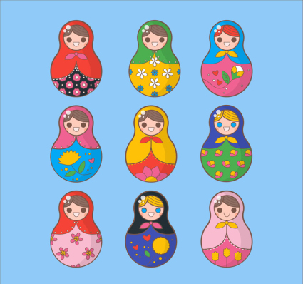 9 Russian doll design vector