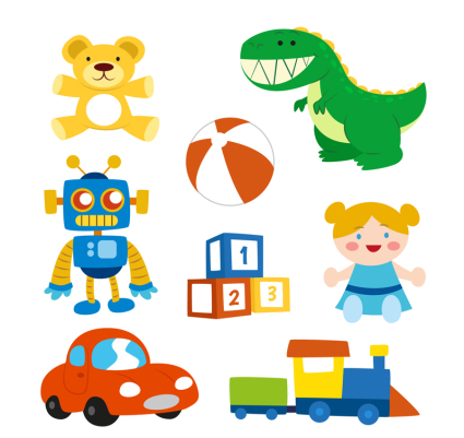 8 lovely children's toys vector material
