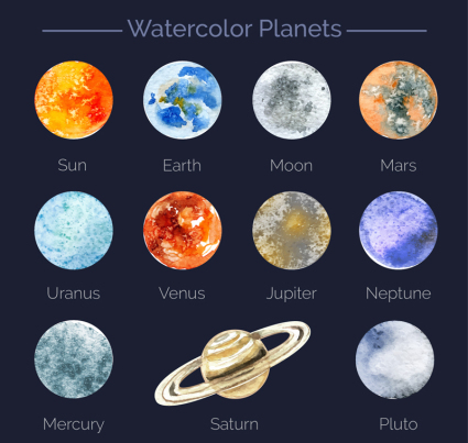 11 models painted water planet vector material
