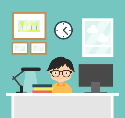 Cartoon study in men vector material