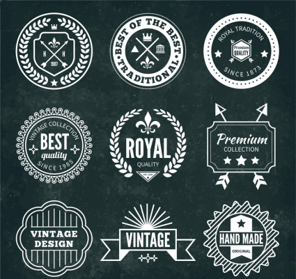 9 retro label design vector material