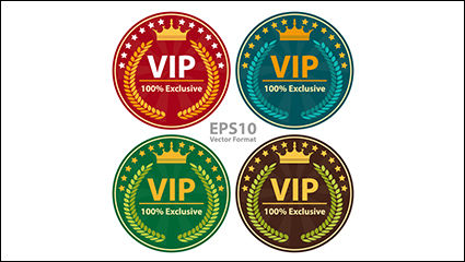 4 color circular VIP tag vector material