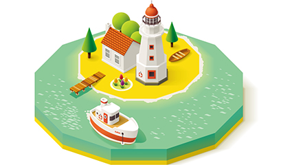 3D cartoon resort island plan view vector material