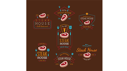 7 paragraph Steakhouse tag vector material