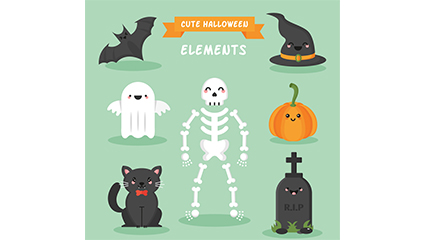 7 of cute Halloween element vector material