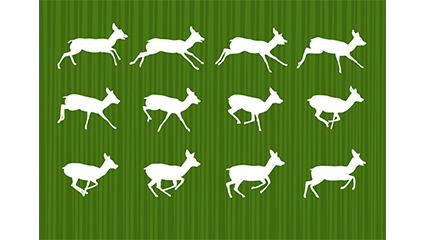 12 white running deer silhouette vector material