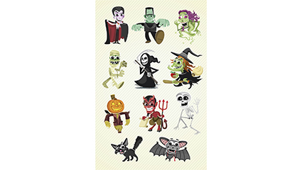 11 models Halloween cartoon character design vector material