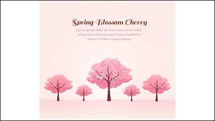 Spring pink cherry tree vector material