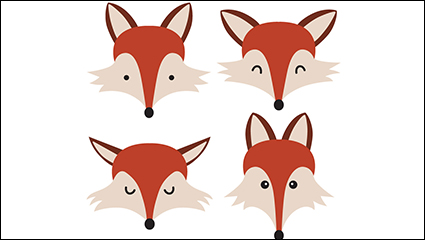 4 cartoon fox head vector material