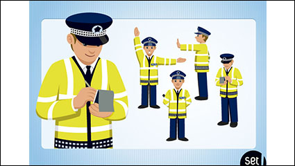 5 police cartoon design vector material