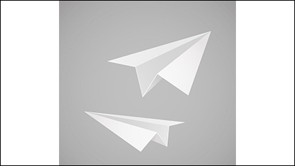 2 white paper airplane vector material