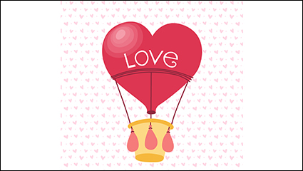 Love red hot air balloon vector material