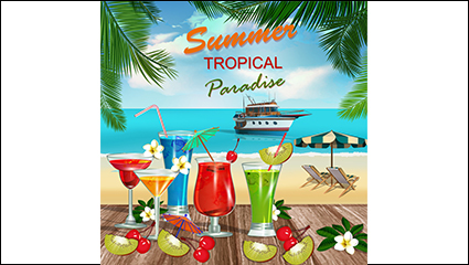 Beautifully summer holidays illustrator vector material