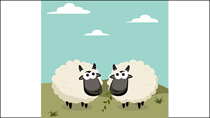 Black-faced sheep cartoon design vector material