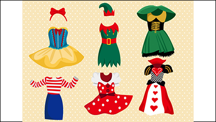 6 cartoon clothing design vector material