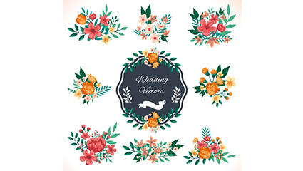 9 watercolor wedding flowers vector material