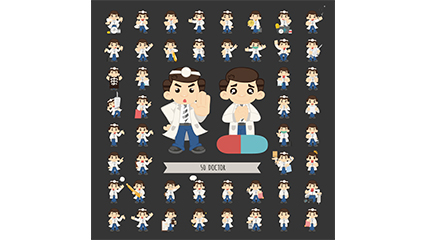 50 models cartoon design vector material Doctors