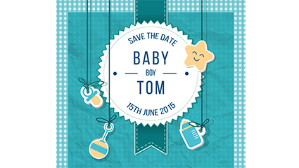 Infants and blue welcome party poster vector