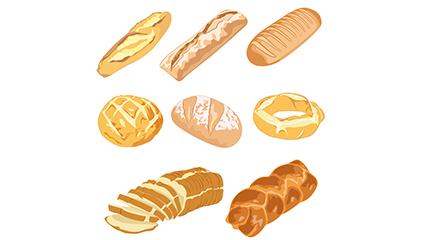 9 delicious bread vector material