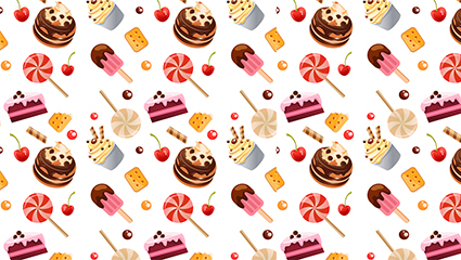 Delicious sweets seamless background vector