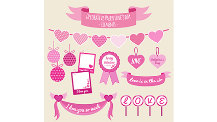 9 pink valentine ornament vector