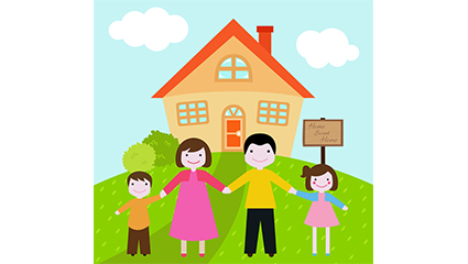 Happy family of four photo vector material