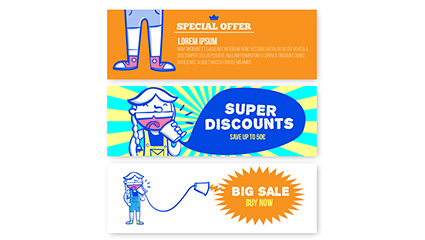 Painted promotional banner Vector girl