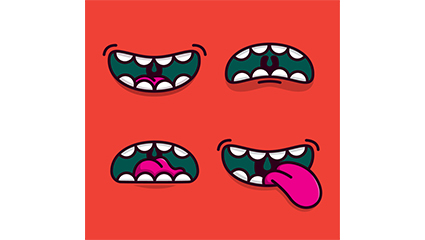 Four mouth cartoon design vector material