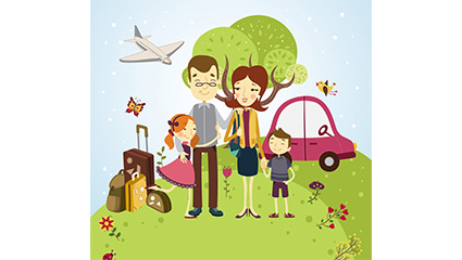 Vacation vector family of four