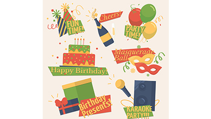 Seven creative birthday element vector material