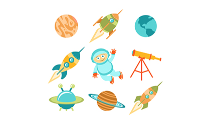 9 space exploration element vector material