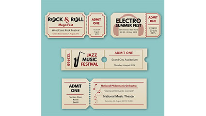 4 concert tickets creative vector material