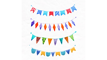 4 holiday watercolor pull flag vector material