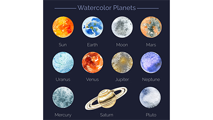 11 models painted water planet vector material