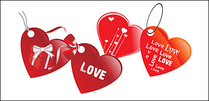 Heart-shaped love tag vector material